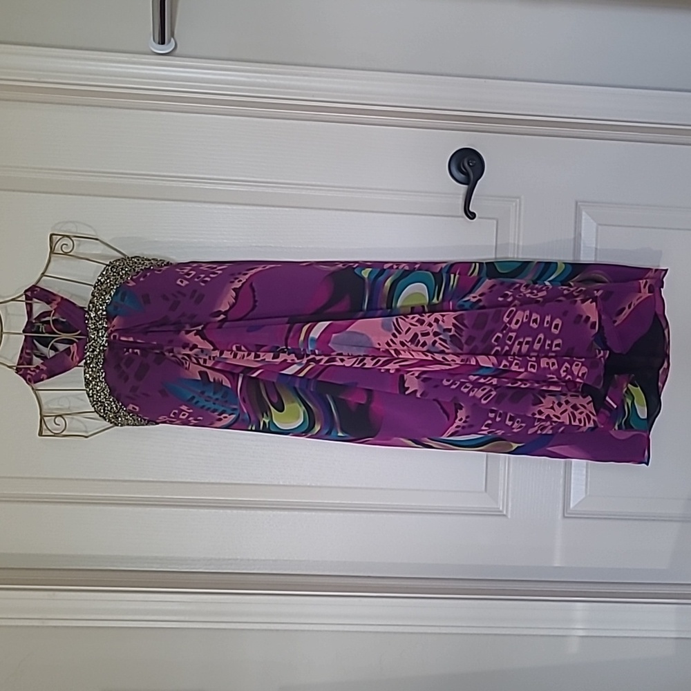 AUTHENTIC ICON Womens Halter High Low Graphic Dress Size S